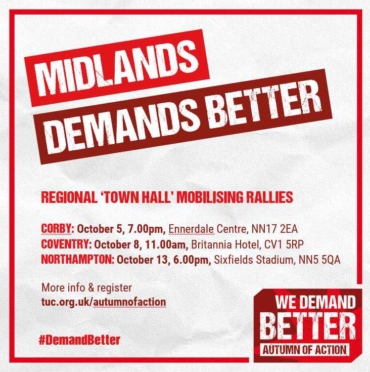 Poster with event details from Midlands TUC