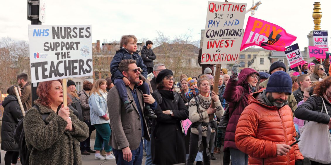 NEU UCU PCS RMT ASLEF protest in Norwich
