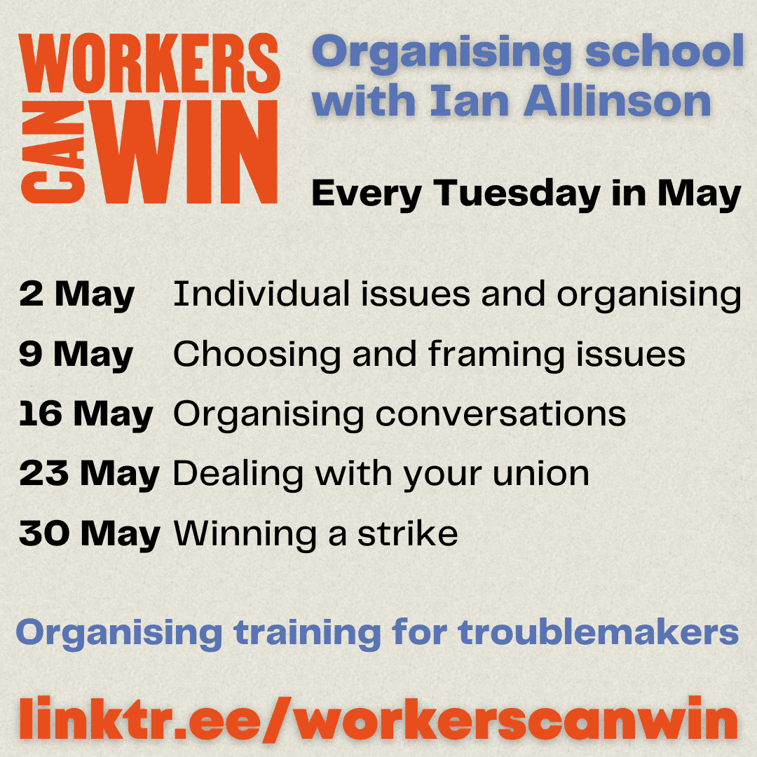 Workers Can Win poster with dates