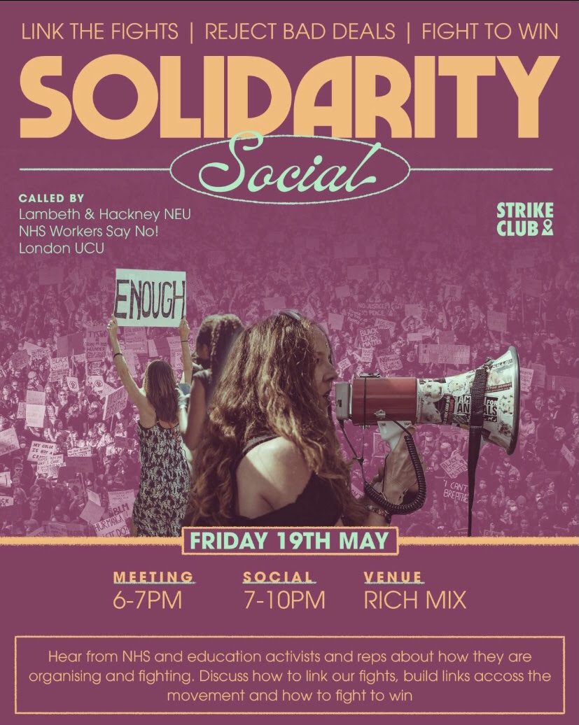 Lambeth & Hackney solidarity event poster