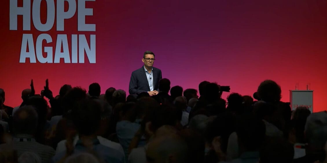 Andy Burnham on stage